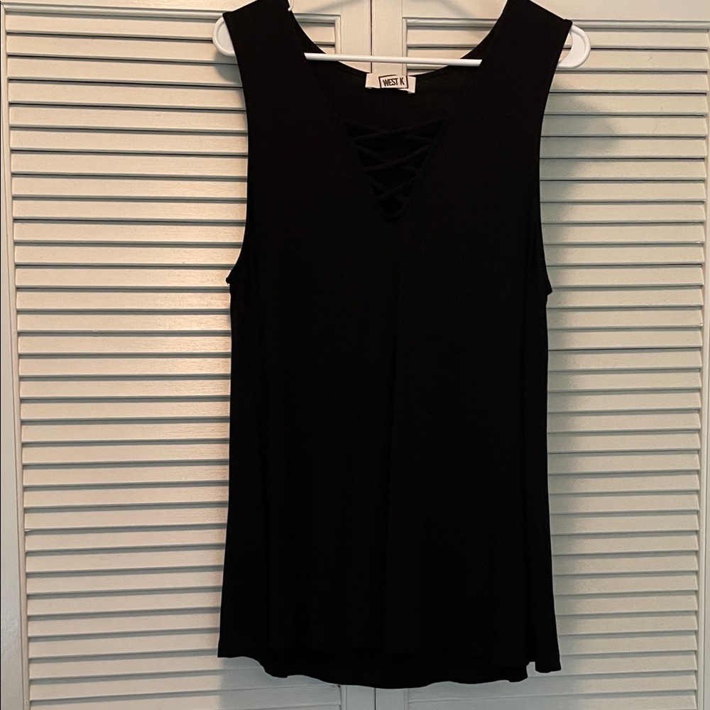 West K Elegant Black Sleeveless Top, XL